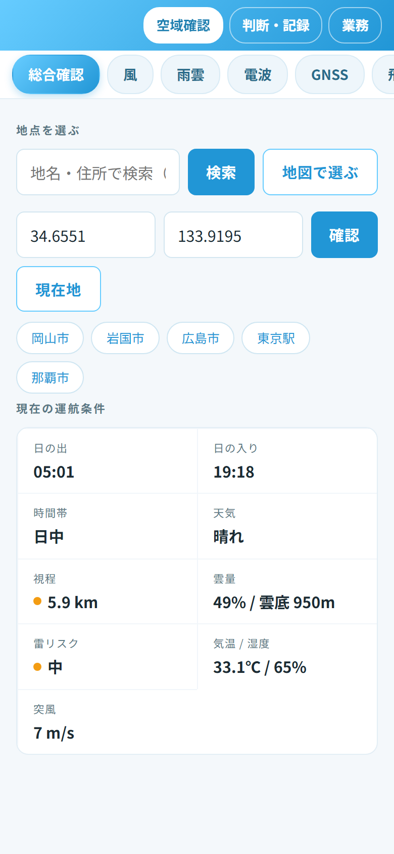 総合確認（入力・運航条件サマリー）